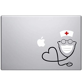 Stethoscope Decal, Nurse Decal, Doctor Decal Sticker, Car Truck Laptop Tumbler Wall Window Decor Vinyl Sticker (Black White and Red, 10")