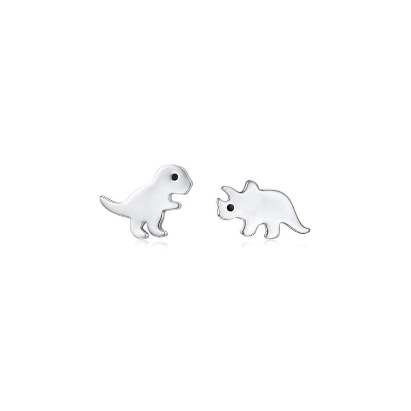 Pendientes de tuerca de dinosaurio T-Rex de plata de ley