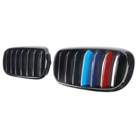 BILLDIO Grill M Color Grille Compatible with 2014-2018 X5 F15 X6 F16（ABS Gloss Black Kidney Grill，Single Slats）