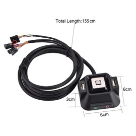 Lazmin Desktop PC Switch,Desktop PC case Switch Dual USB Ports Power Supply Supplies on/Off Reset Push Button Audio Microphone Port, Desktop PC Button