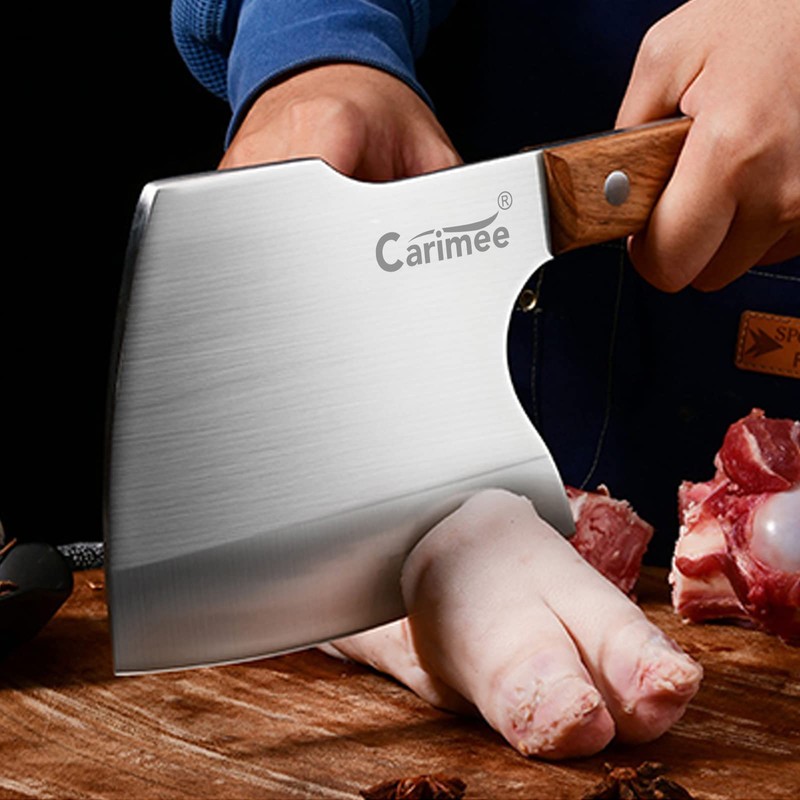 Carimee Meat Cleaver Knife, Butcher Axe Bone Chopper, Heavy Duty