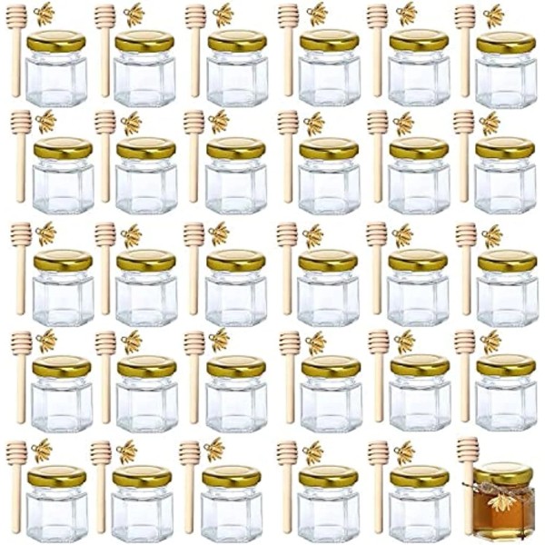 Does not apply 1.5 Oz Hexagon Mini Glass Honey Jars