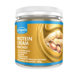 Ultimate Italia - Crema proteica al 35% spalmabile, senza zuccheri - 250g - gusto arachidi - poche calorie, senza glutine, con vitamine