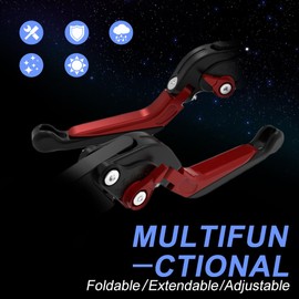 Mantt Adjustable Brake Clutch Lever Set Fit for CBR650R CBR650F CB650R CB650F NC750XA NC750S NC750XD DCT Foldable Extendable Motorcycle Brake Clutch Lever Left & Right (Red)