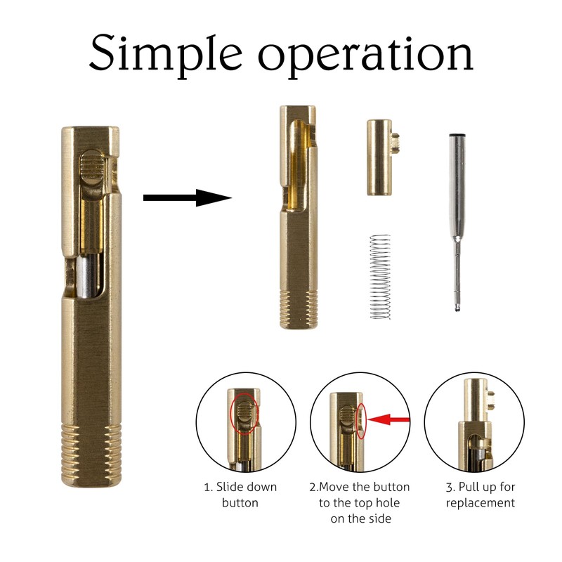 NAESM Mini Brass Bolt Action Pen, Portable Travel Metal Design