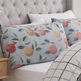 Dreams & Drapes Design - Botanical Fruit - Easy Care Duvet Cover Set - Single Bed Size in Green