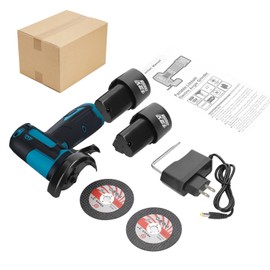 Maxmartt Cordless Angle Grinder, 19500rpm Cordless Grinder with 1pcs 12V 1200mAh Batteries and 2-Cutting Discs Metal Grinder for Metal Stone Wood and Concrete