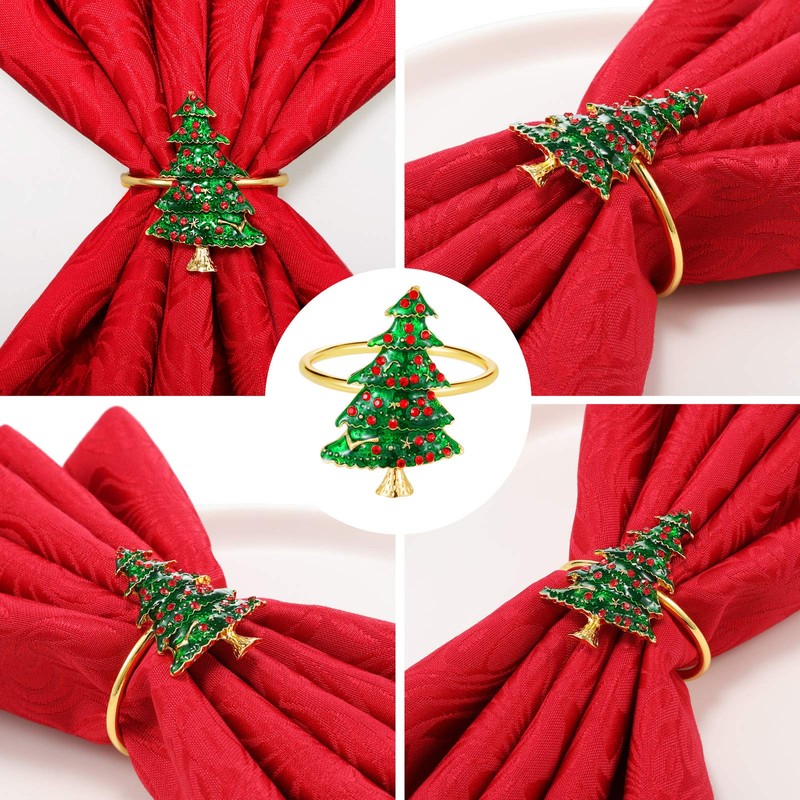 6 Pieces Christmas Napkin Rings Christmas Tree Napkin Rings Holders