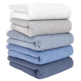 Hiorie Face Towels, Made in Japan, Hotel Style Towels, Set of 5, Assorted Colors, 04 Colors, Solid, Instant Absorption, Face Towel Set, Durable, 100% Cotton, Senshu Towel