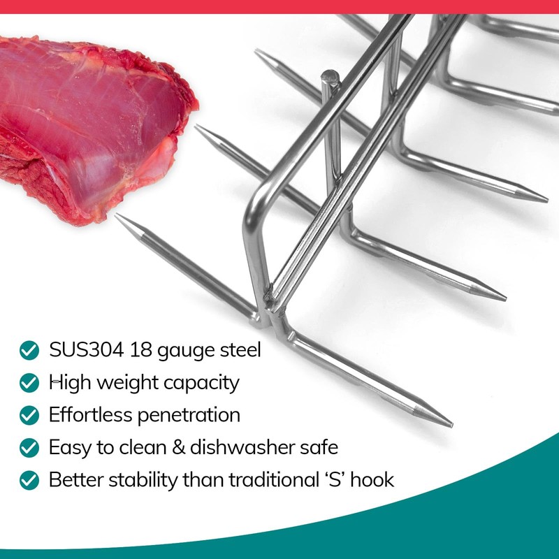 The Sausage Maker® Bacon Hanger 8-Prong Meat Hooks SUS304 Stainless