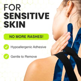 TapeGeeks Kinesiology Tape Physio Tape Bandage Tape Kinesiology Tape Roll Kinesiology Tape for Face Medical Tape for Skin Dynamic Tape