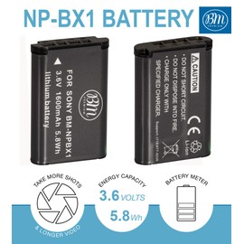 BM Premium NP-BX1 NP-BX1/M8 Battery for Sony CyberShot ZV-1 II, DSC-RX100, RX100 II, RX100 III, RX100 IV, RX100 V, RX100 VI, RX100 VII, DSC-RX1R, RX1R II, HX50V, HX60V, HX80V, HX90V, WX350 Cameras
