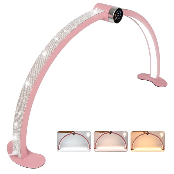 SAVILAND Half Moon Nail Light for Desk: Pink 48W 29In