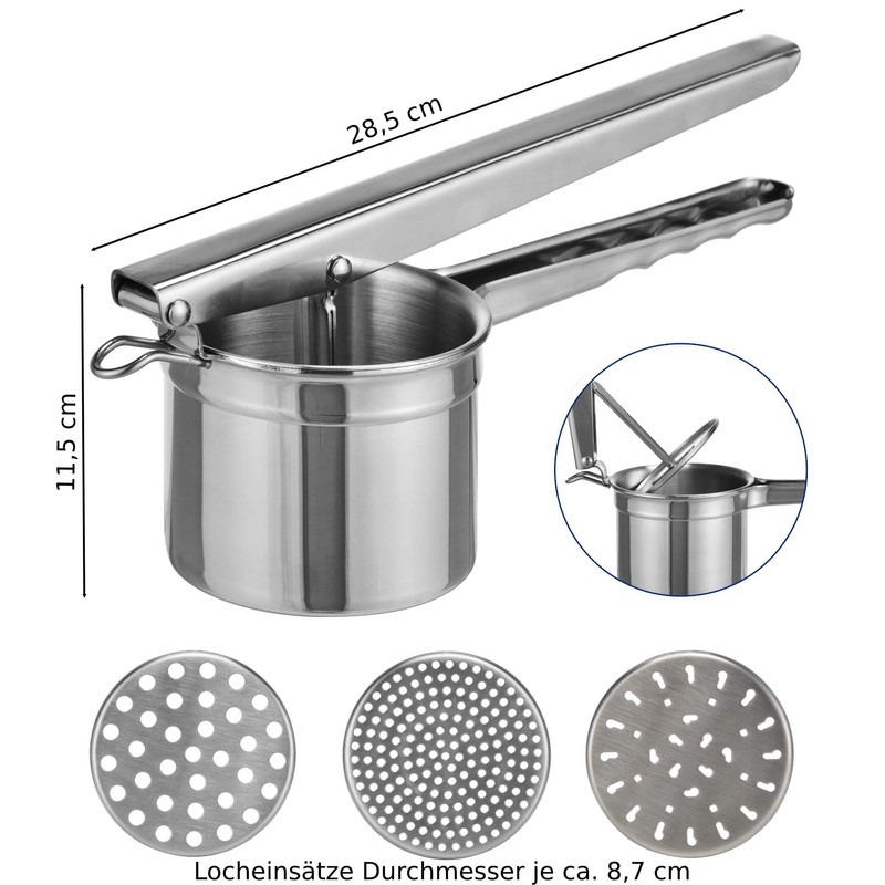 Gravidus Stainless Steel Potato Ricer, Spaetzle Press with 3 Interchangeable