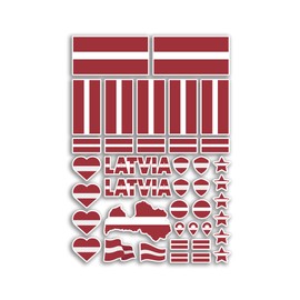 A4 Sticker Sheet Latvia Flags Vinyl Stickers - Latvian Country Europe World National Flag Vacation Travel Holiday Car Aesthetic #80070