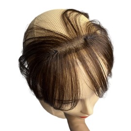 AYunhe Clip In Baby Hair Air Bang Natural Human Hair Side Bangs Invisible Edge Replacement Fringe Forehead Hairline For Women Glueless Hair Extensions (Dark Brown, Lace 12x2 cm)