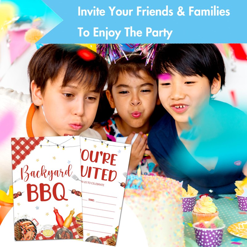 BBQ Party Invitations, Summer Barbecue Invite Cards with Envelopes (30PACK),