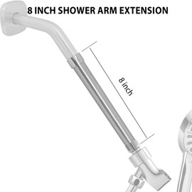 HOMYEP Shower Arm Extender 8 Inch Extension Arm for Rainfall and Handheld Shower Head, Stainless Steel Straight Shower Arm Extension, Female to Male NPT 1/2 Inch, Brushed Nickel