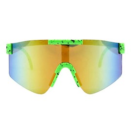 PASTL Kids Boys & Girls Sunglasses Oversized Sports Green, Orange Mirror Lens UV400