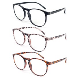 KoKoBin Retro Round Reading Glasses for Men Women 3 Pack Spring Hinge Fashion Readers +2.0