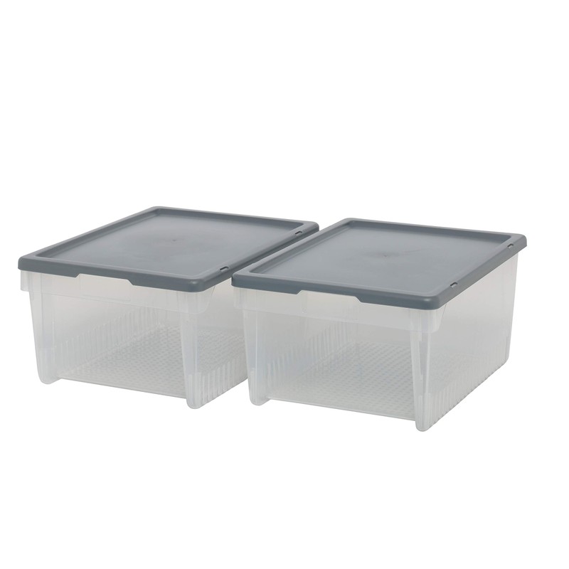 CleanPEAK Set of 2 Medium 5 Litre Plastic Stackable Storage