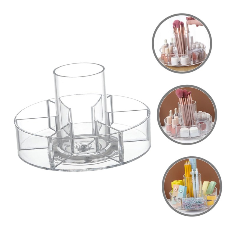 Ciieeo Rotating Makeup Organizer Divided Compartments Turntable Storage for Cosmetics