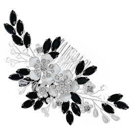 FRCOLOR Flower Hair Comb Rhinestones Elegant Bridal Hair Accessory for Weddings and Parties Decorative Side Comb for Women and Girls