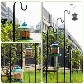 ALNINEⅨ 48/60/76/92 Inch Shepherd Hook for Outdoor - Single Hook with 5 Leg Ground Base, Paint Spray Coated Plant Hanger for Bird Feeders, Flower Baskets & Lanterns (1, 92 inch)
