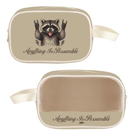 TOBGBE Possum Gifts Opossum Clear Makeup Bags Anything is Possumble Transparent Toiletry Bag with Zipper Wildlife Rescue Gift (Possumble Clear MB)