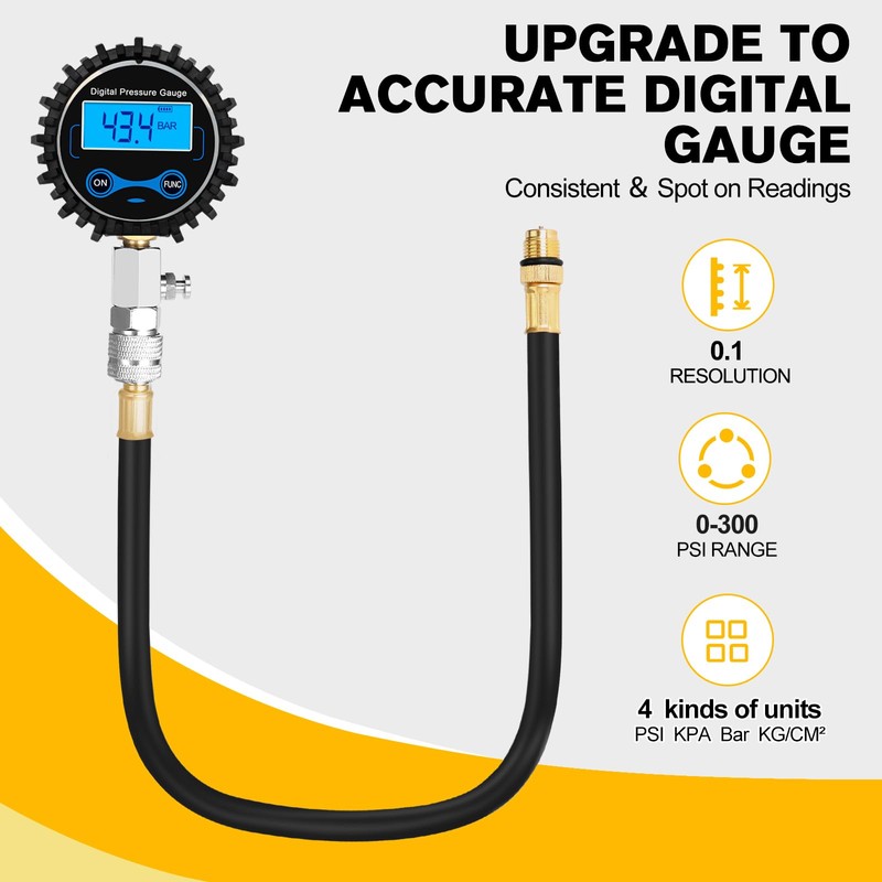 BETOOLL 8pcs Compression Tester Automotive - Digital Compression Gauge 0-300PSI