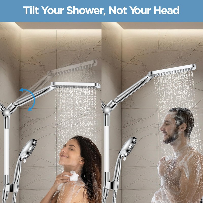 Dual Handheld Shower Head Combo, 2-in-1 Rain Shower Heads System