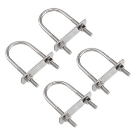 sourcing map Round U-Bolt 1.42"(36mm) Inner Width 83mm Length Steel M6 with Nuts, Plate, Washers 4 Set