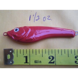 HOME MADE 21 PCS. SHAD BAIT LURE JIG, CASTING FISHING 3/4, 1, 1-1/2 OZ. 7 EACH, RED