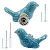 HARSKIYER Bird Shape Ceramic Knobs, 2 Pack Blue Cute Cabinet