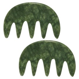 Beavorty 2 Pack Jade Comb Scalp Massage Tool Gua Sha Facial Tools for Detangler Comb for Hair