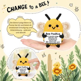 Johiux Pocket Hug Bee, Lucky Charm, Courage Gift for Women, Colleagues, Lucky Charm Exam, School Gift, Positive Potato German