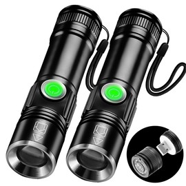 NAKCNM 2 Pack USB Rechargeable Flashlights Mini Handheld Pocket Super Bright Small Flashlight EDC Flashlights for Camping, Hiking, Emergency