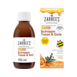 Zarbee's Sciroppo Tosse & Gola, Sciroppo tosse adulti e bambini a partire dai 2 anni con miele puro, Sedativo tosse secca e grassa, Calma il mal di gola e protegge gola irritata, 150 ml