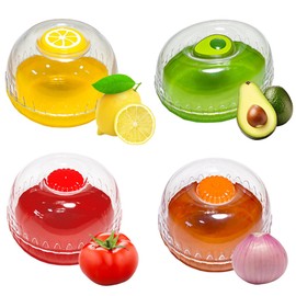 MZSX 4 PCS Fruit and Vegetable Storage Containers, Refrigerator Box Storage Bowls, Vegetable Shape Containers, Reuseable, Fruit and vegetable freshness storage, for Avocado Lemon Tomatoes Onion