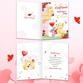 DPKOW Valentines Gifts for Her Girlfriend, 1 Valentines Card for Her + 1 Valentines Keyring + 2 Heart String Bracelets for Couples, Girlfriend Anniversary Gifts for Her Woman Birthday Gifts Girlfriend