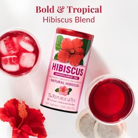 The Republic of Tea Natural Hibiscus Superflower Herbal Tea, Ruby Red Hibiscus Fine Blend, 36 Tea Bag Refill