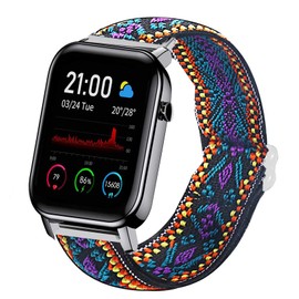 Compatible for IFOLO Smartwatch Bands, Sahouden Stretch Elastics Nylon Adjustable Replacement Strap Compatible with IFOLO 1.4" Smartwatch and IFOLO 1.69" Smartwatch (Purple Blue)