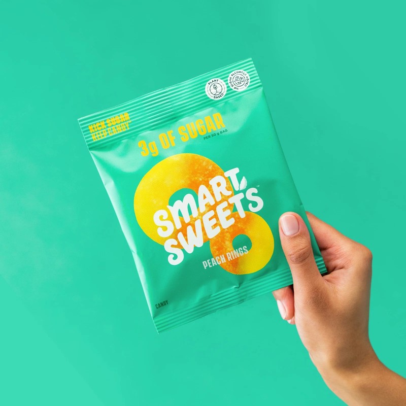 SmartSweets Low Sugar Peach Rings 12 Pack 1.8 Ounce 3g
