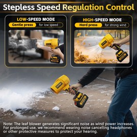 DEVONIC Leaf Blower Cordless - Lightweight Electric Handheld Blower with 2×20V 4.0Ah Battery & Charger Included,3 Nozzles-Turbo Jet Blower for Lawn Care,Garage,Patio,Fallen Leaves and Car-deep Yellow