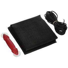Prime-Line P 7541 Screen Door Repair Kit with Rolling Tool – Replace Screen on Windows or Patio Doors, 48” x 84” Charcoal Fiberglass Screen Cloth (1 Kit)