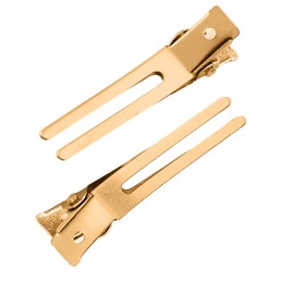 Pack of 50 Double Prong Clips, Metal Alligator Clips, Hair Pins, Hairdresser Pin Curl, for Curly Hair Production, Hair Extensions, DIY Hair Accessories (KC Gold)