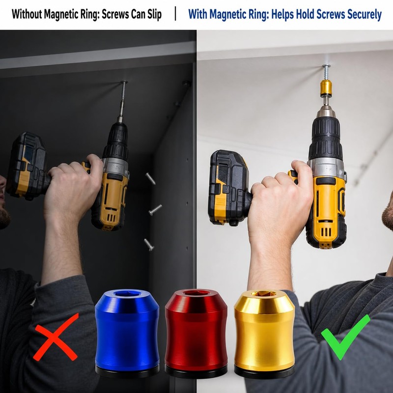 3Pcs Screwdriver Head Magnetic Ring, Strong Alloy Magnetic Screw Ring