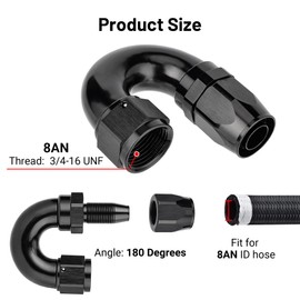 EVIL ENERGY 8AN 180 Degree One Piece Full Flow Hose End Fitting Swivel For CPE Braided Hose
