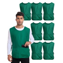 Xeoxarel 7 Pack Unisex Cobbler Apron with 3 Pockets Vest, Universal Apron for Women or Men Hunter Green