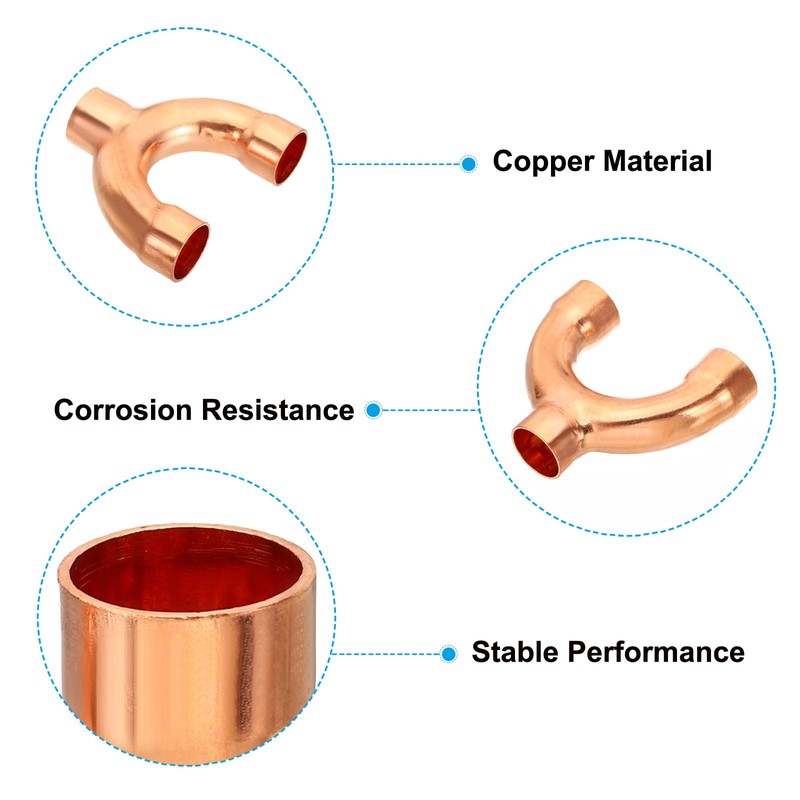 PATIKIL 7/8 Inch ID Copper Fitting, 3 Way Y Type